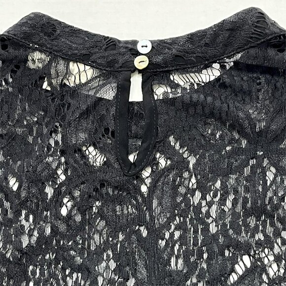 Umgee Top sz M Lace Sheer Bell Sleeve Black Wimsigoth Romantic Victorian Goth - Picture 9 of 9